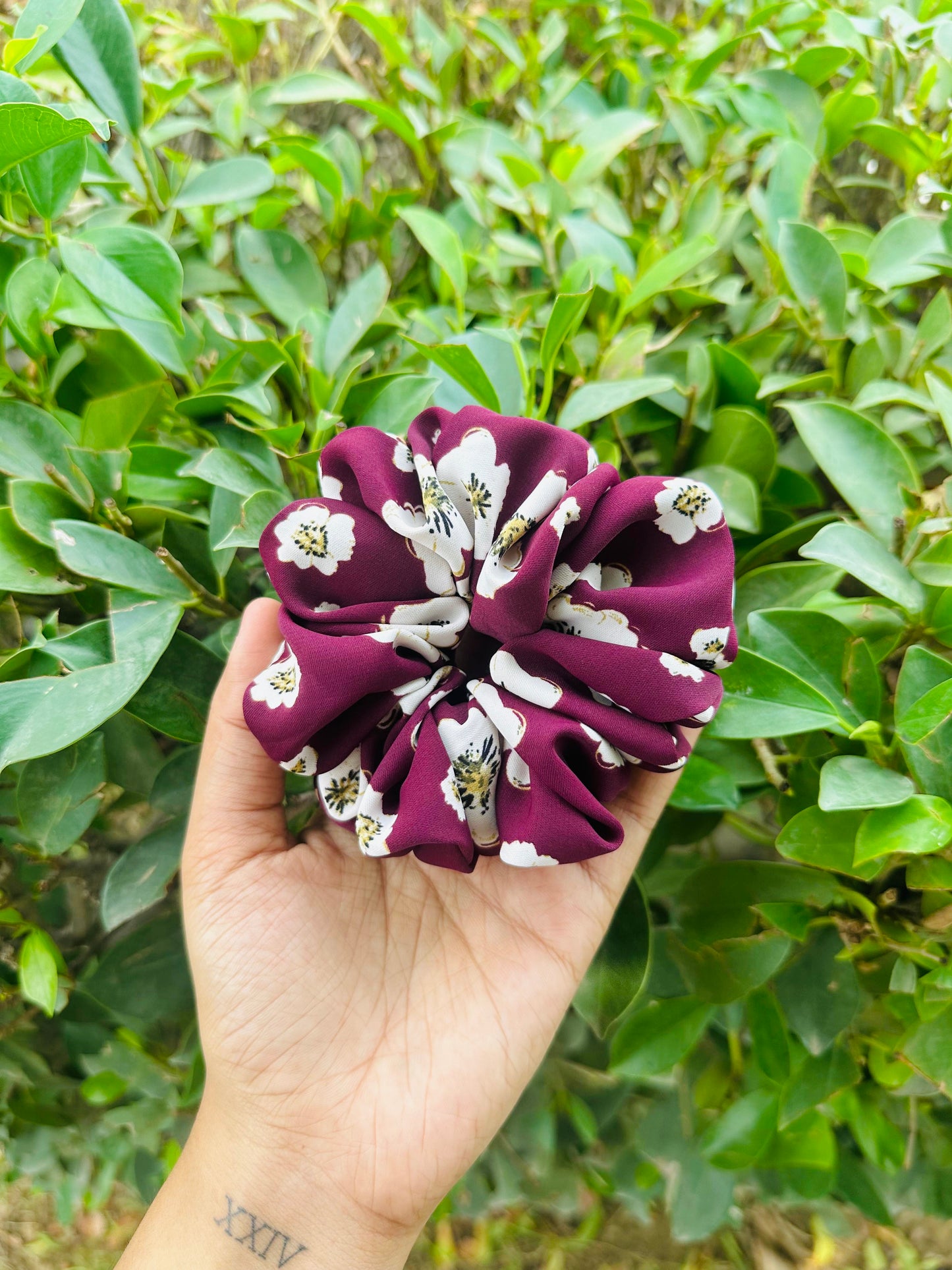 Purple Floral Scrunchie