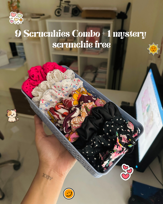 Scrunchies combo + 1 mystery scrunchie free