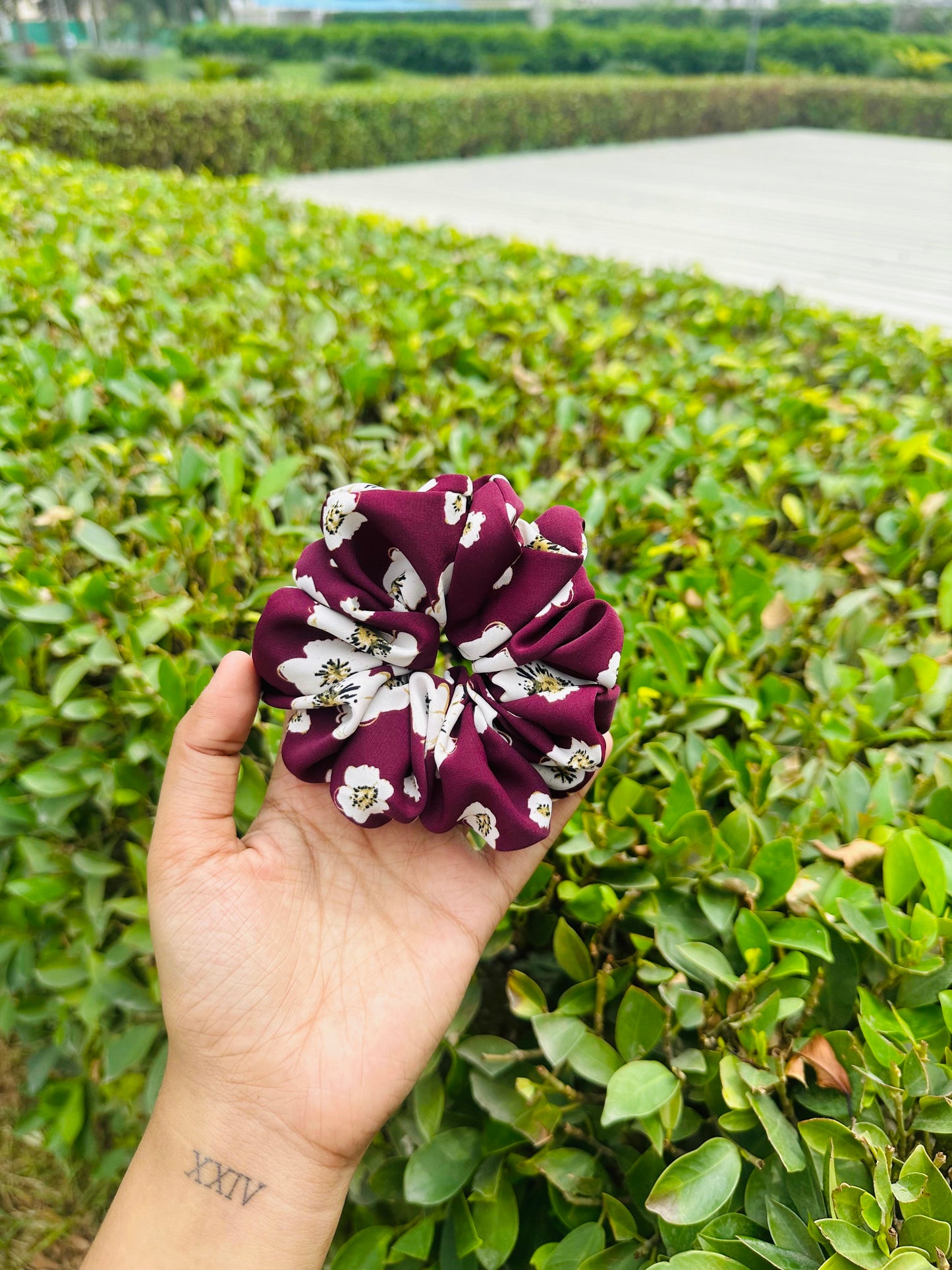 Purple Floral Scrunchie