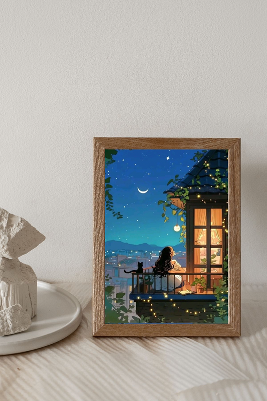 Charming Balcony Night | Aesthetic Frame