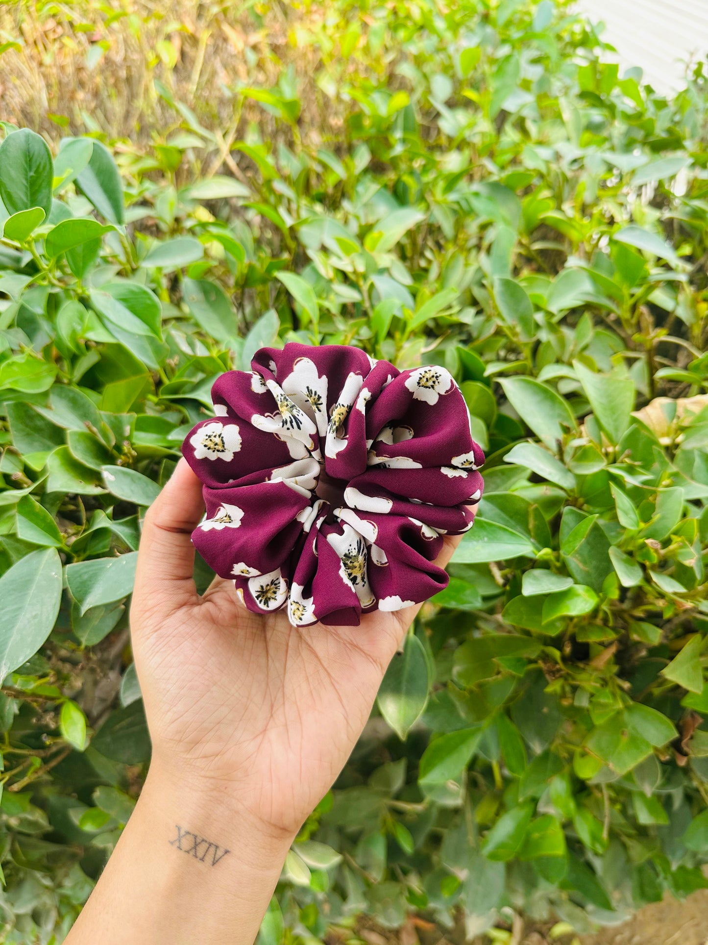 Purple Floral Scrunchie